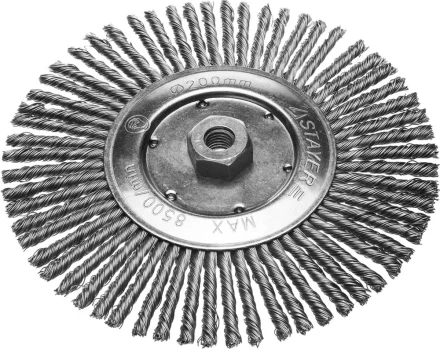 ЗУБР "ПРОФЕССИОНАЛ". Щетка дисковая для УШМ, плетеные пучки стальной проволоки 0,5мм, 200ммхМ14 35192-200_z02 купить в Нижневартовске