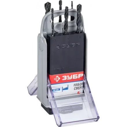 Набор ЗУБР "ТЕХНИК": Свёрла по металлу парооксидированных, быстрорежущая сталь, 2, 3, 4, 5, 6, 8мм, 6шт в супер боксе 4-29605-H6-SB купить в Нижневартовске