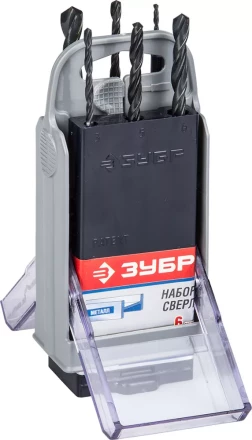 Набор ЗУБР "ТЕХНИК": Свёрла по металлу парооксидированных, быстрорежущая сталь, 2, 3, 4, 5, 6, 8мм, 6шт в супер боксе 4-29605-H6-SB купить в Нижневартовске