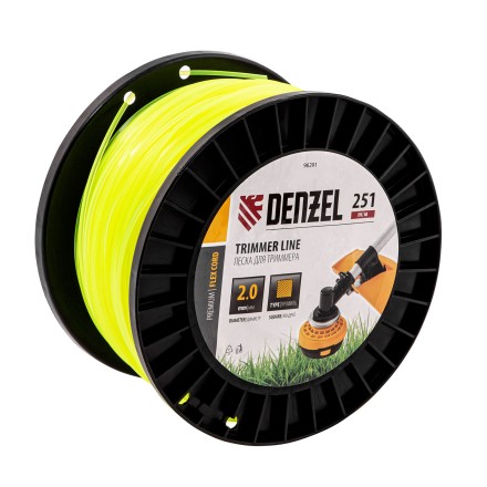 Леска для триммера квадрат, 2,0мм х 251м, на DIN катушке FLEX CORD// Denzel 96291 купить в Нижневартовске