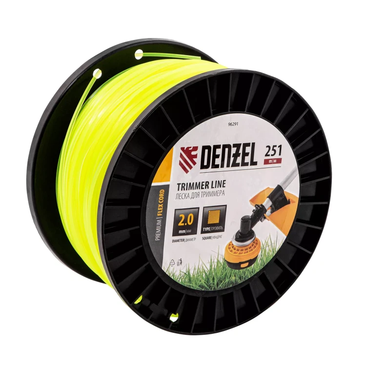 Леска для триммера квадрат, 2,0мм х 251м, на DIN катушке FLEX CORD// Denzel 96291 купить в Нижневартовске