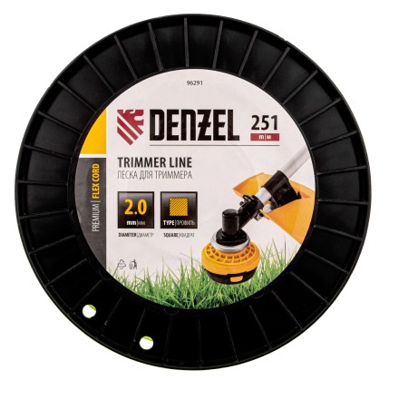 Леска для триммера квадрат, 2,0мм х 251м, на DIN катушке FLEX CORD// Denzel 96291 купить в Нижневартовске