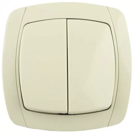 Выключатель СВЕТОЗАР "CITY LIGHT" двухклавишный в сборе, бежевый, 10А/~250В SV-54234-B купить в Нижневартовске