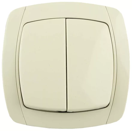 Выключатель СВЕТОЗАР "CITY LIGHT" двухклавишный в сборе, бежевый, 10А/~250В SV-54234-B купить в Нижневартовске