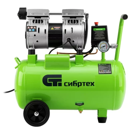 Компрессор безмаслянный малошумный Сибртех МБ 1100/24,1100 Вт, 24 л, 170 л/мин 58006 купить в Нижневартовске