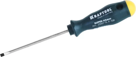 Отвертка KRAFTOOL, Cr-Mo-V закалённый стержень, двухкомпонентная противоскользящ рукоятка, SL 4,0x0,8x100мм 25007-4.0-100 купить в Нижневартовске