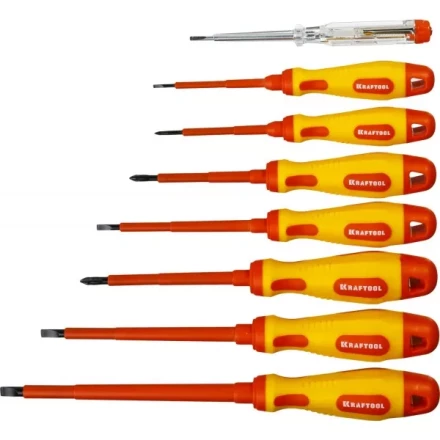 Набор высоковольтных отверток "Х-Drive ELECTRO", SL: 2,5, 4; 5,5; 6,5, PH: № 0, 1, 2, пробник, до 1000В, KRAFTOOL 250088-H8 купить в Нижневартовске