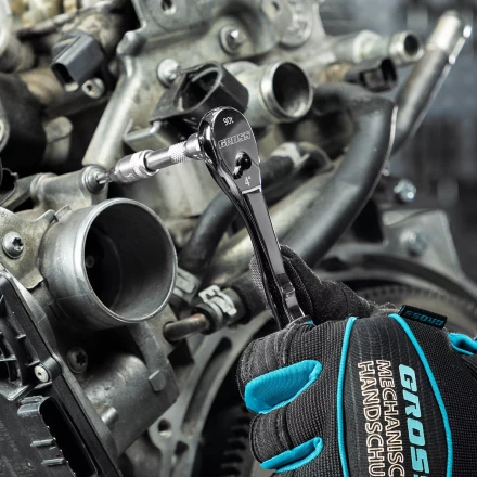 Ключ-трещотка 1/4" Gross 14053, CrV, 90 зубьев, усиленный, хром купить в Нижневартовске