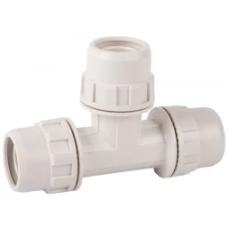 Тройник ЗУБР &quot;ШиреФит&quot; соединительный &quot;штуцер с гайкой - штуцер с гайкой - штуцер с гайкой&quot;, 32мм 51505-32