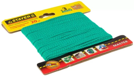 Шнур STAYER "MASTER" хозяйственно-бытовой, полипропиленовый, вязанный, с сердечником, зеленый, d 3, 20м 50412-03-020 купить в Нижневартовске