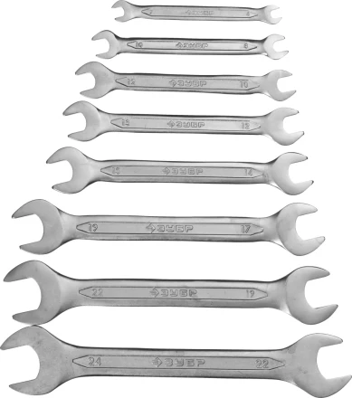 Набор ЗУБР &quot;МАСТЕР&quot;: Ключ гаечный рожковый, Cr-V сталь, хромированный, 6-24мм, 8шт 27010-H8 купить в Нижневартовске