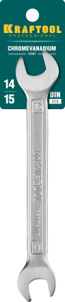 Ключи гаечные рожковые KRAFTOOL, Cr-V, DIN 3110 27033-14-15 купить в Нижневартовске