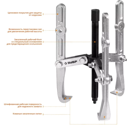Съемники шарнирные 3-захватные с удлиненными захватами серия ПРОФЕССИОНАЛ купить в Нижневартовске