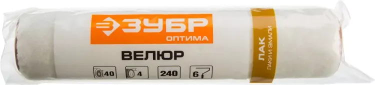 Ролик малярный сменный ЗУБР "ОПТИМА - ВЕЛЮР" , ворс 4мм, бюгель 6мм, 40х240мм 02547-24 купить в Нижневартовске