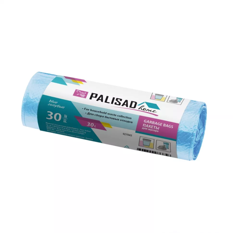 Пакеты для мусора 30 л x 30 шт. голубые, Home Palisad 927045 купить в Нижневартовске