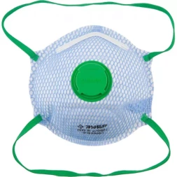 Полумаска фильтрующая ЗУБР "ЭКСПЕРТ" коническая, с внешней сеткой, с клапаном, многослойная, класс защиты FFP2 11160-2