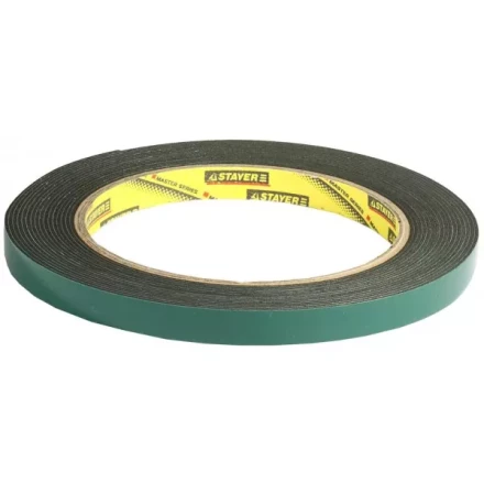 Двухсторонняя клейкая лента на вспененной основе, STAYER Professional 12233-09-05, черная, 9мм х 5м 12233-09-05 купить в Нижневартовске