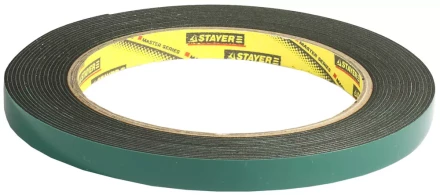 Двухсторонняя клейкая лента на вспененной основе, STAYER Professional 12233-09-05, черная, 9мм х 5м 12233-09-05 купить в Нижневартовске