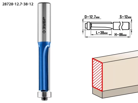 ЗУБР 12.7 x 38 мм, хвостовик 12 мм, фреза кромочная с нижним подшипником (3 лезвия), Профессионал (28728-12.7-38-12) купить в Нижневартовске