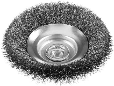 ЗУБР "ПРОФЕССИОНАЛ". Щетка коническая для УШМ, витая стальная проволока 0,3мм, 125ммхМ14 35265-125_z02 купить в Нижневартовске
