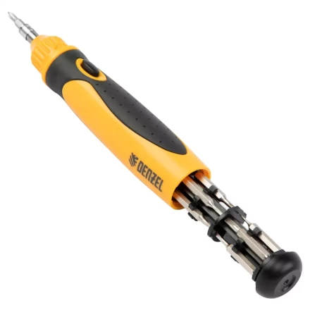 Отвертка реверсивная Denzel 7711609, механизм SmartPush mini 11 шт, CrMo купить в Нижневартовске