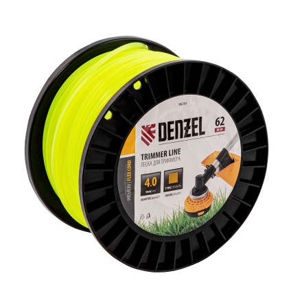 Леска для триммера квадрат, 4,0мм х 62м, на DIN катушке FLEX CORD// Denzel 96295 купить в Нижневартовске