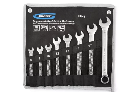 Набор ключей комбинированных 8-19 мм 8 шт CrV холодный штамп GROSS 15148 купить в Нижневартовске