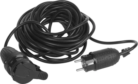 Удлинитель ЗУБР электрический, ПВС 3х1кв мм, черный, 1 гнездо, IP44, макс мощн 2200Вт, 20м 55016-20 купить в Нижневартовске