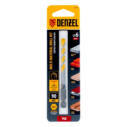 Сверло универсальное, Multi cut, 6 мм Denzel 706007 купить в Нижневартовске