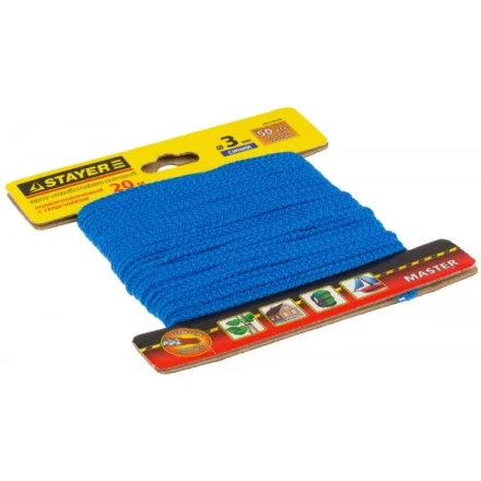 Шнур STAYER "MASTER" хозяйственно-бытовой, полипропиленовый, вязанный, с сердечником, синий, d 3, 20м 50413-03-020 купить в Нижневартовске