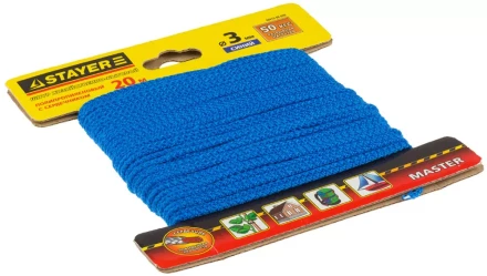 Шнур STAYER "MASTER" хозяйственно-бытовой, полипропиленовый, вязанный, с сердечником, синий, d 3, 20м 50413-03-020 купить в Нижневартовске