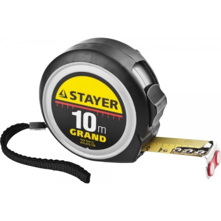 Рулетка STAYER GRAND, корпус с противоскользящим напылением, упрочненное полотно, 10м/25мм 552180 купить в Нижневартовске