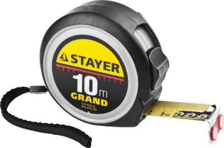 Рулетка STAYER GRAND, корпус с противоскользящим напылением, упрочненное полотно, 10м/25мм 552180 купить в Нижневартовске