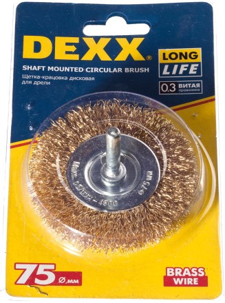 DEXX. Щетка дисковая для дрели, витая стальная латунированная проволока 0,3мм, 75мм 35110-075 купить в Нижневартовске