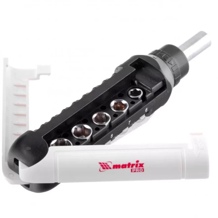 Отвертка реверсивная с набором бит и торцевых головок 15 шт CrV Matrix Pro 13343 купить в Нижневартовске