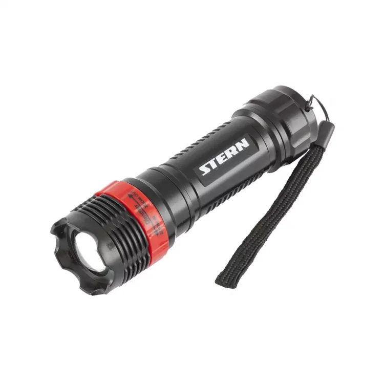 Фонарь бытовой пластик 1W LED ремешок зум 3 режима 100% - 50% - стробоскоп 3хААА Stern 90570 купить в Нижневартовске