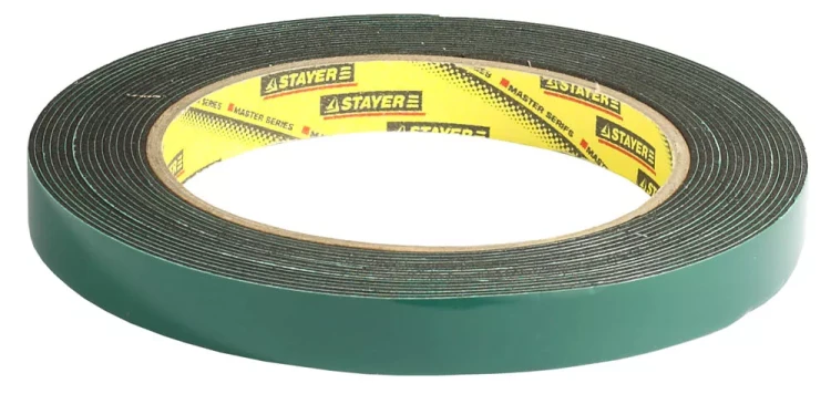 Двухсторонняя клейкая лента на вспененной основе, STAYER Professional 12233-12-05, черная, 12мм х 5м 12233-12-05 купить в Нижневартовске