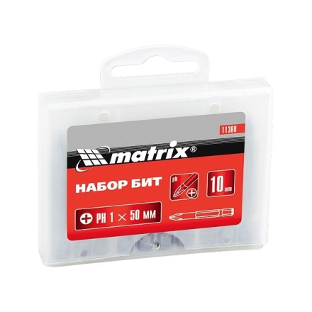 Набор бит Ph1 х 50 мм,сталь 45Х 10 штук в пласт. боксе MTX 113809 купить в Нижневартовске