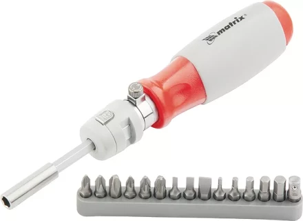 Отвертка реверсивная, телескопическая, силовой элемент под ключ, набор бит, CrV, 15 шт MATRIX 11552 купить в Нижневартовске