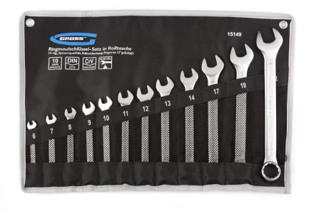 Набор ключей комбинированных 6-22 мм 12 шт CrV холодный штамп GROSS 15149 купить в Нижневартовске