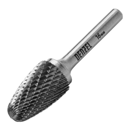 Борфреза по металлу твердосплавная Denzel, параболическая, тип-F, 16 мм 72046 купить в Нижневартовске