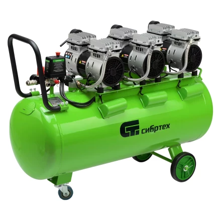 Компрессор безмаслянный малошумный Сибртех МБ 2250/100, 2250 Вт, 100л, 400 л/мин купить в Нижневартовске