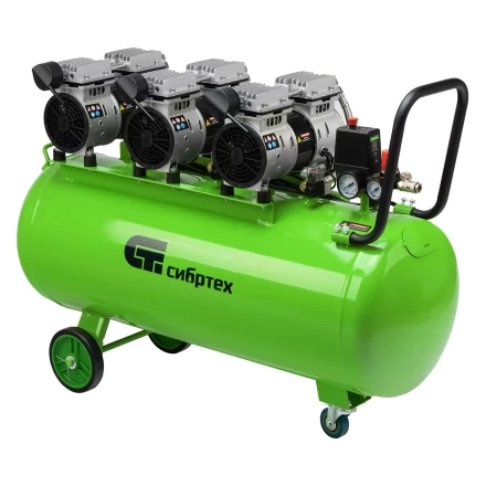 Компрессор безмаслянный малошумный Сибртех МБ 2250/100, 2250 Вт, 100л, 400 л/мин купить в Нижневартовске