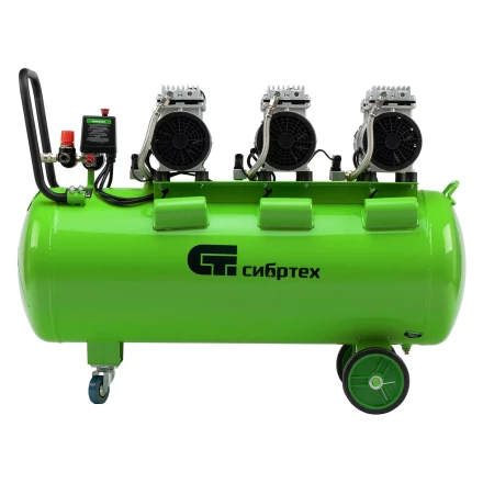 Компрессор безмаслянный малошумный Сибртех МБ 2250/100, 2250 Вт, 100л, 400 л/мин купить в Нижневартовске
