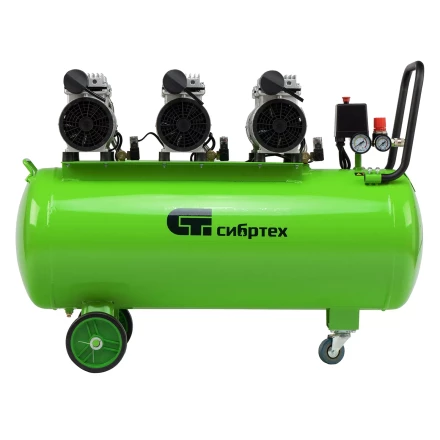 Компрессор безмаслянный малошумный Сибртех МБ 2250/100, 2250 Вт, 100л, 400 л/мин купить в Нижневартовске