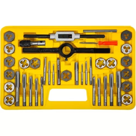 Набор метчиков и плашек STAYER "MASTER", плашки 17шт, метчики 17шт, метчикодерж. 2шт, плашкодерж. 1шт, резьбомер 1шт, отвертка 1шт, 40 предметов 2805-H40_z01 купить в Нижневартовске