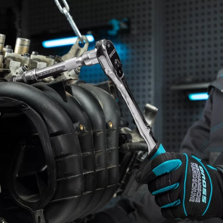 Ключ-трещотка 1/2" Gross 14055, CrV, 90 зубьев, усиленный, хром купить в Нижневартовске