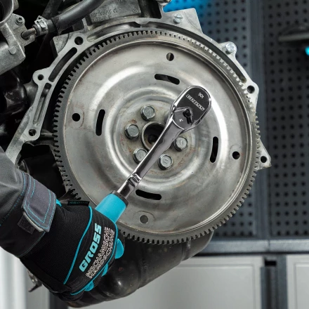 Ключ-трещотка 1/2" Gross 14055, CrV, 90 зубьев, усиленный, хром купить в Нижневартовске