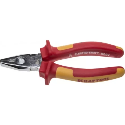 Плоскогубцы "ELECTRO-KRAFT", Cr-Mo сталь, двухкомпонентная маслобензостойкая рукоятка, хромированное покрытие, 160мм, KRAFTOOL 2202-1-16 2202-1-16_z01 купить в Нижневартовске