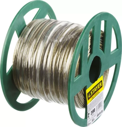 Трос стальной в полимерной оболочке, d=2,0 мм, L=200 м, STAYER Master 30410-20 30410-20 купить в Нижневартовске